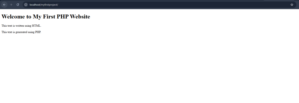 HTML and PHP example running in XAMPP